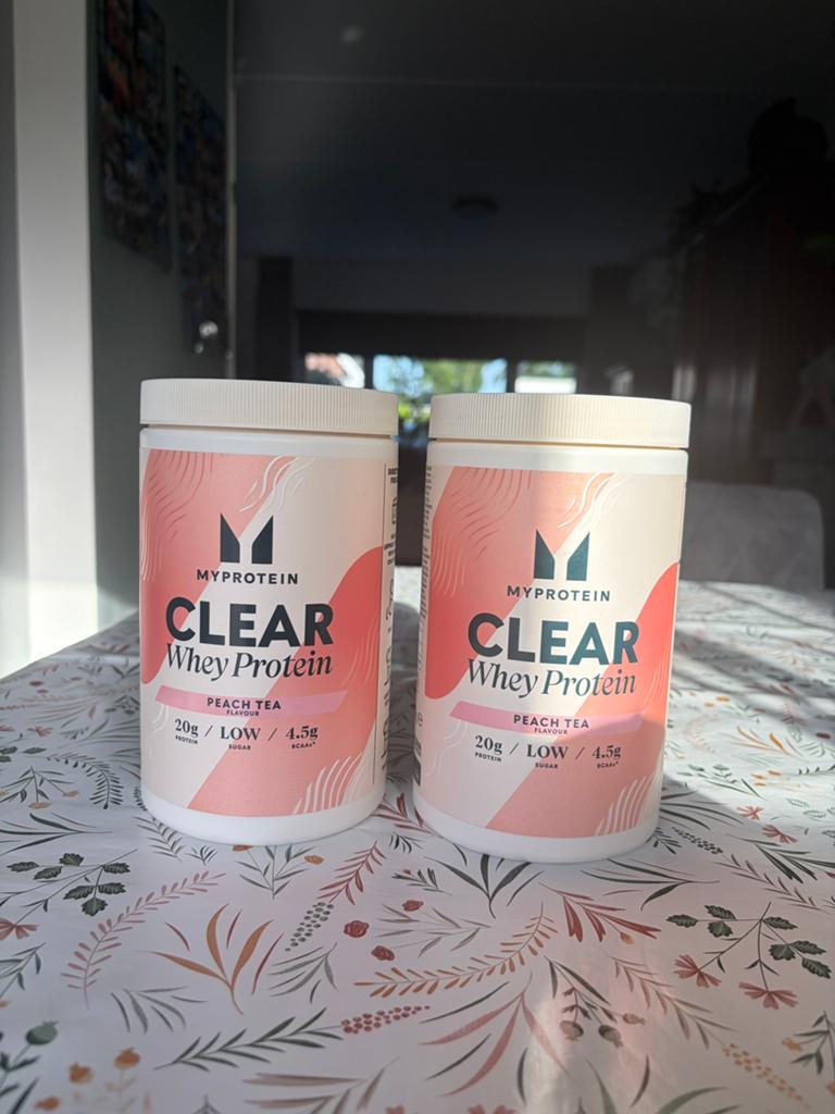 2 potten clear whey protein peach tea, Sport en Fitness, Ophalen of Verzenden, Nieuw, Poeder of Drank