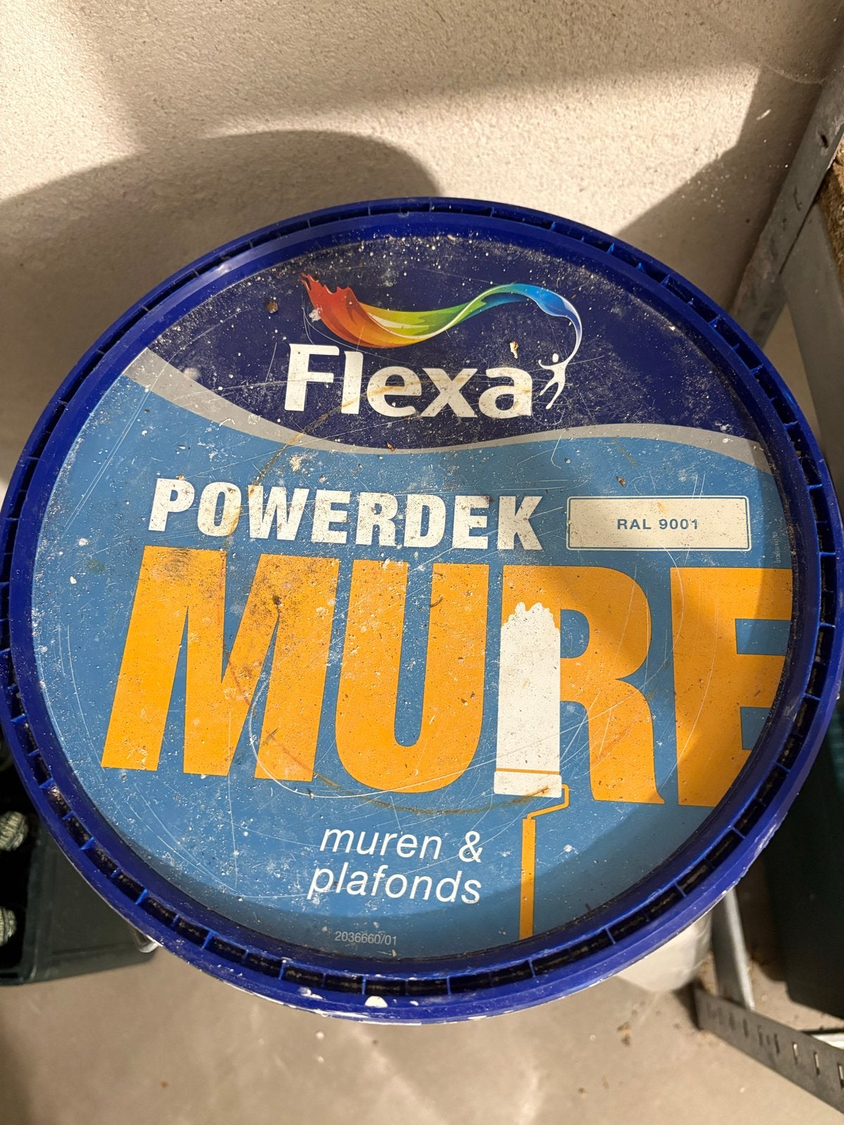 Flexa Powerdek Muren & Plafonds RAL 9001 - Klein beetje verb, Ophalen, Gebruikt, Wit, Verf