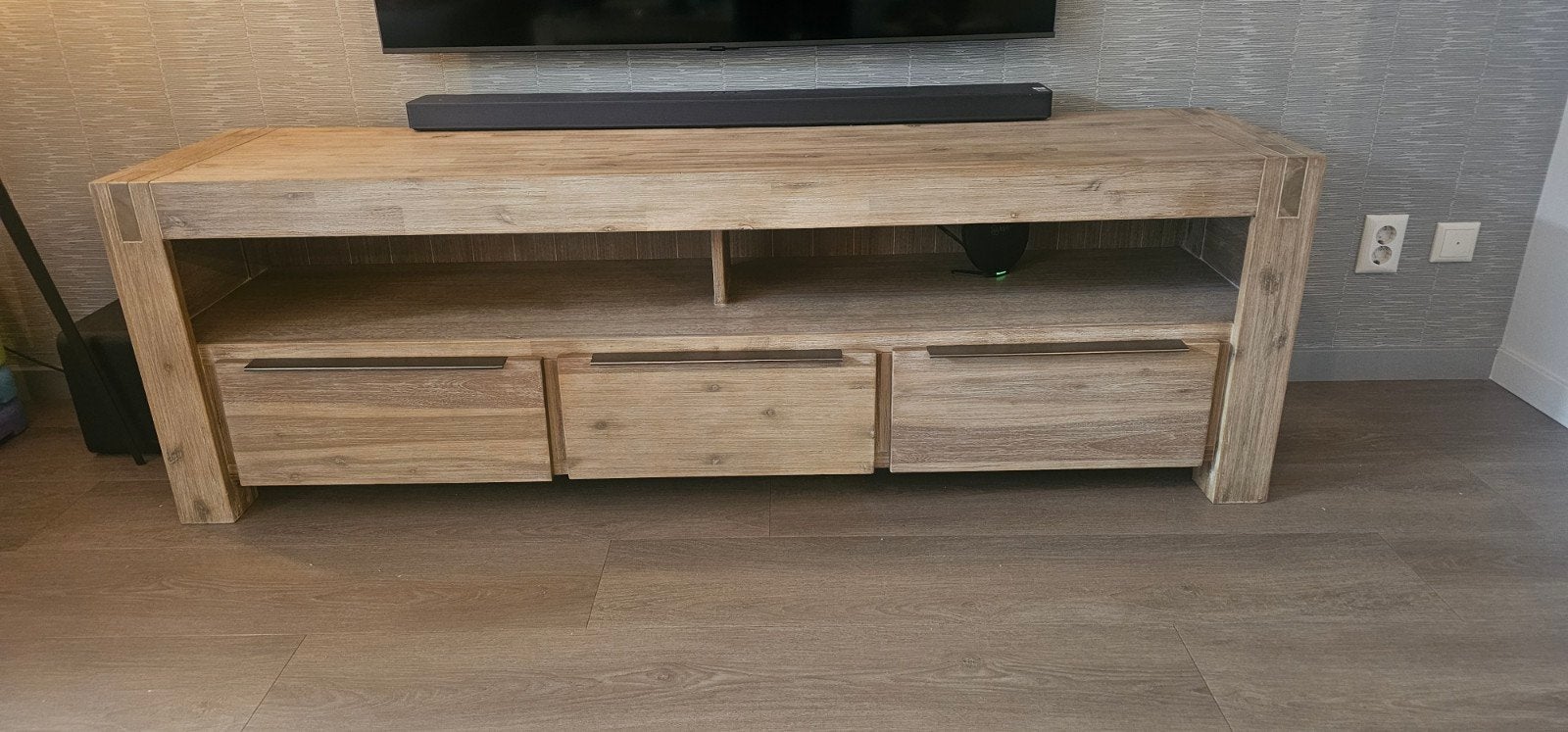 Salzburg TV-meubel met 3 lades - massief hout, Ophalen, Gebruikt, 150 tot 200 cm, Minder dan 100 cm