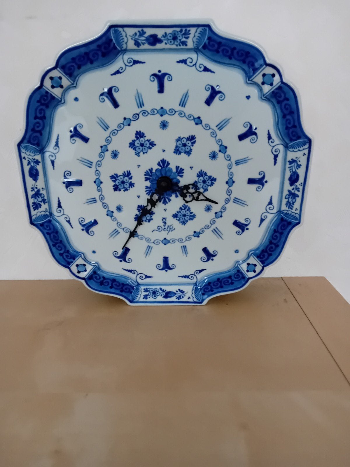 PORCELEYNE FLES WANDKLOK KLOK DELFTS BLAUW, Antiek en Kunst, Ophalen of Verzenden