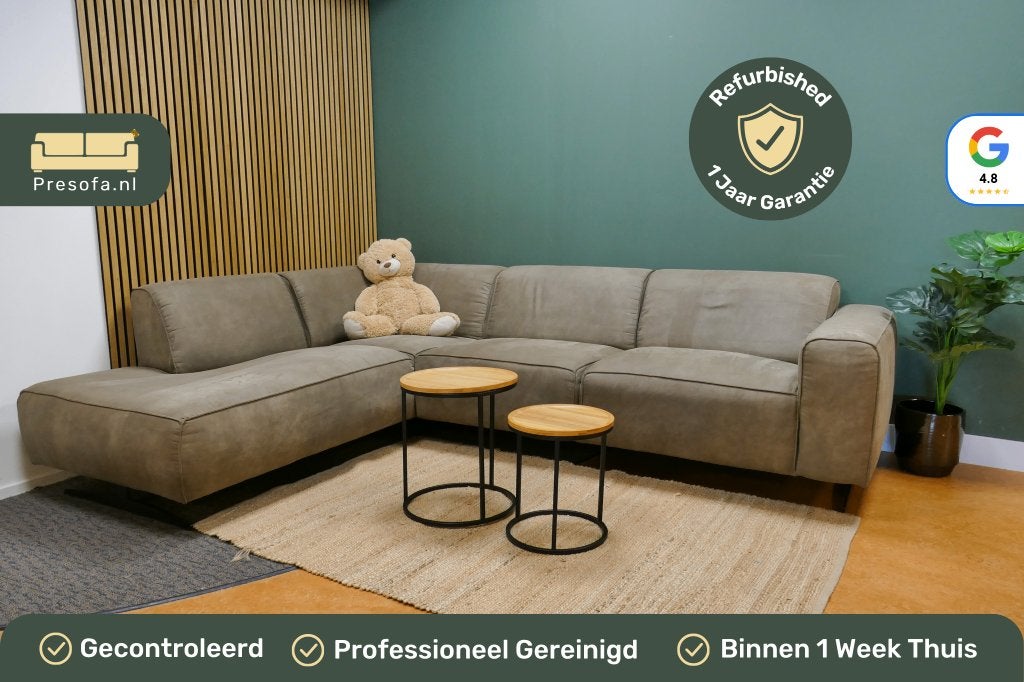 BePure Home Hoekbank Microvezel Bruin/Grijs [Refurbished], 250 tot 300 cm, -, BePure Home, -
