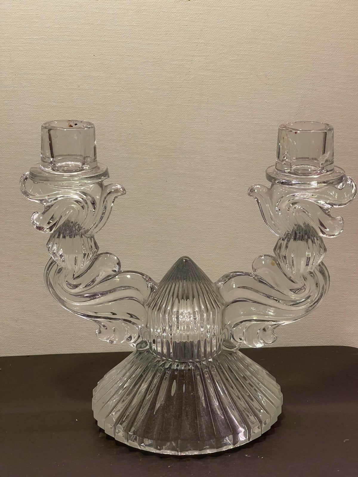 2 koppige art deco kandelaar, Ophalen of Verzenden, Glas