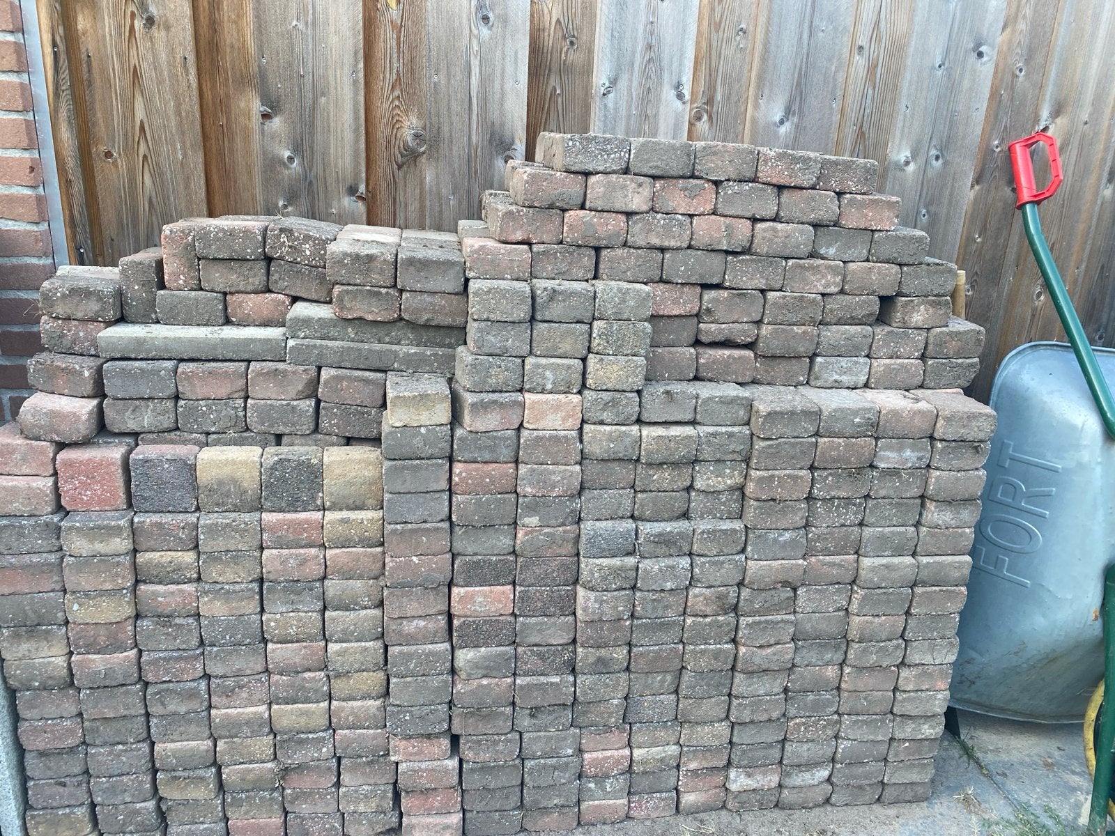 Gebruikte 10x10 cm klinkers voor tuin of oprit, Ophalen, Gebruikt, Overige typen, 5 tot 10 m²