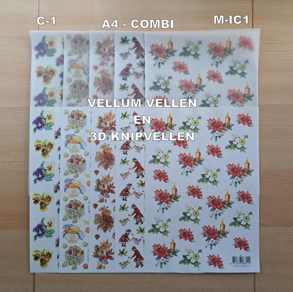 98...A4 KNIP en VELLUM COMBI VELLEN 126 SOORTEN-874 VELLEN, Ophalen of Verzenden, Nieuw, Overige thema's, Knipvel