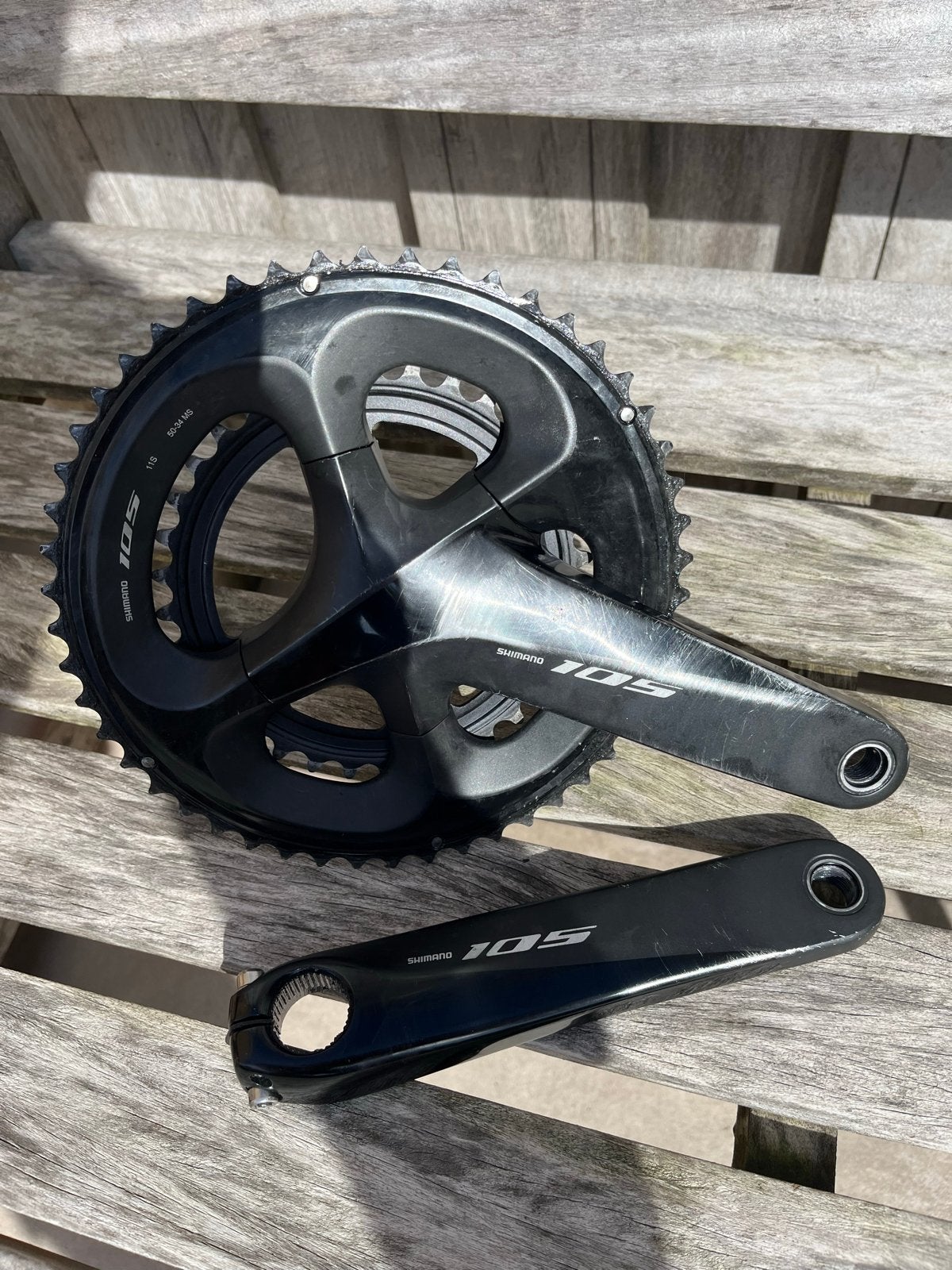 Shimano 105 11s Crankstel - 170 mm Cranklengte, Ophalen of Verzenden, Gebruikt, Racefiets, Crankstel of Pedalen