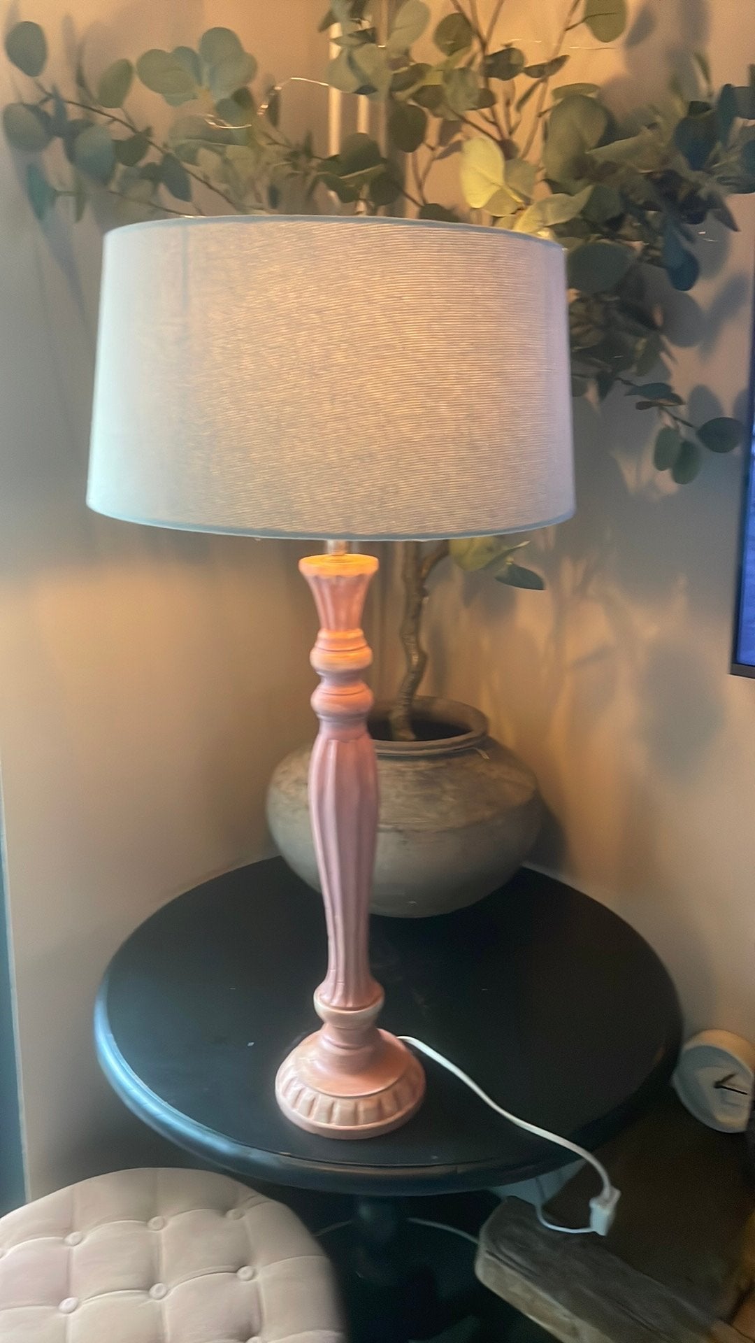 Zeer grote tafellamp oud roze, 78 cm, Landelijk, Ophalen, Beige
