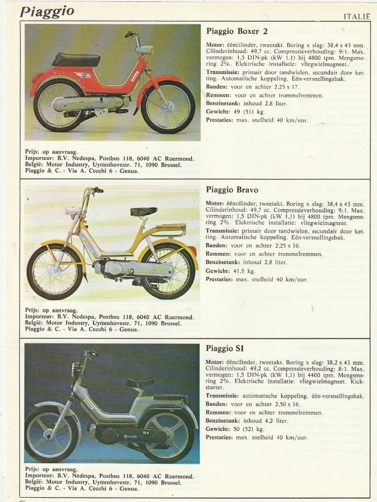 Vintage knipsel 1981 Piaggio SI Bravo Boxer Vespa brommers, Verzenden, Overige typen