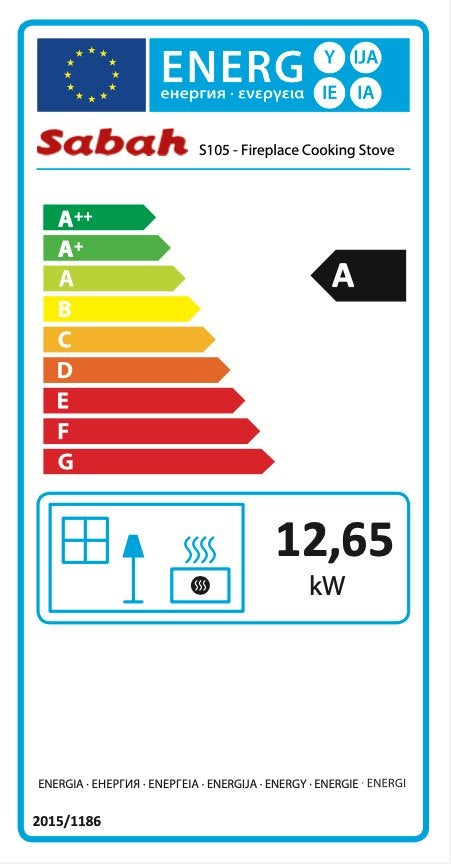 S105M Sabah Houtkachel + Met Thermometer - Gietijzer 12,65kW, Ophalen, Vrijstaand, Hout, Nieuw