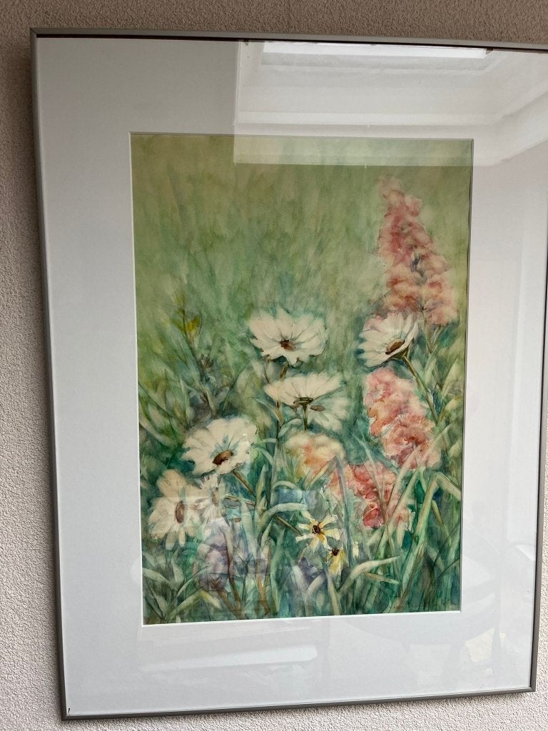 Weidebloemen aquarel, Antiek en Kunst, Kunst | Schilderijen | Klassiek, Ophalen, Origineel werk, Aquarel, Bloemen