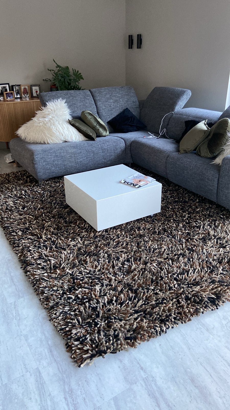 Witte vierkante salontafel op wielen hoogglans van Goossens, Ophalen, 50 tot 100 cm, Vierkant, 50 tot 100 cm