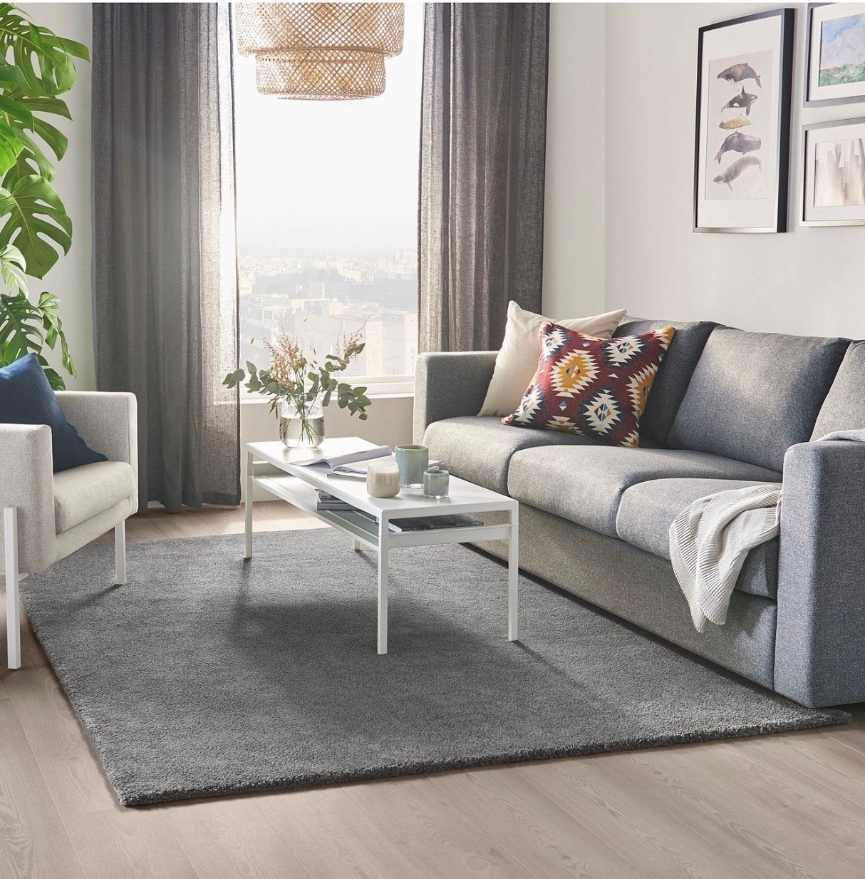 IKEA STOENSE Vloerkleed Middengrijs 170x240 cm, Ophalen, 150 tot 200 cm, 200 cm of meer, Zo goed als nieuw