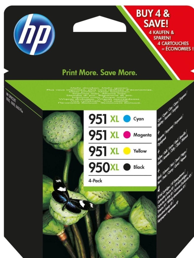 HP 950XL Zwart & 951XL Kleur Inktcartridges (4-pack), Kleur printen, Printer, Inkjetprinter, Refurbished