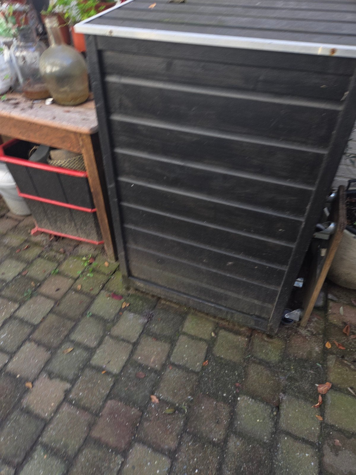 Verrijdbare containerberging van hout, Tuin en Terras, Ophalen, Gebruikt, Hout, Containerberging