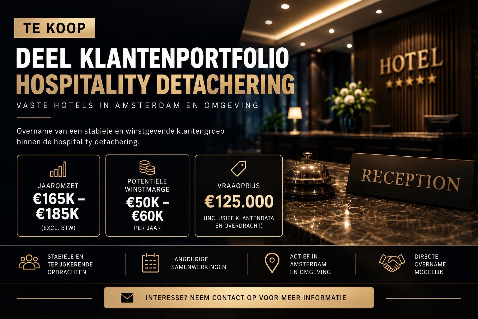 Winstgevende klantenportefeuille hospitality te koop, Zakelijke goederen