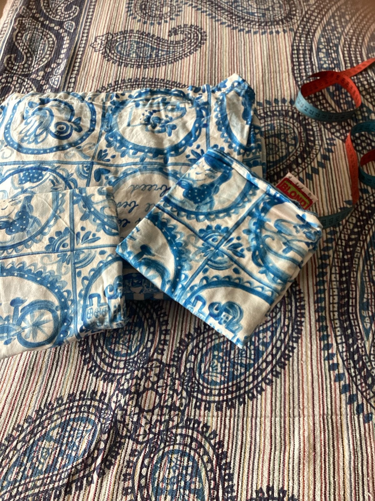 2x Blond Amsterdam eenpersoons dekbedovertrek met sloop, Gebruikt, Eenpersoons, Meerkleurig, Dekbedovertrek