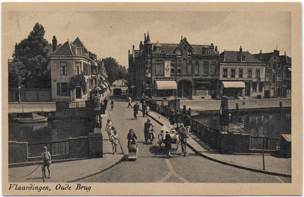 Vlaardingen Oude Brug Ansichtkaart uit 1950 (B7539 ), Ophalen of Verzenden, 1980 tot heden, Gelopen, Zuid-Holland