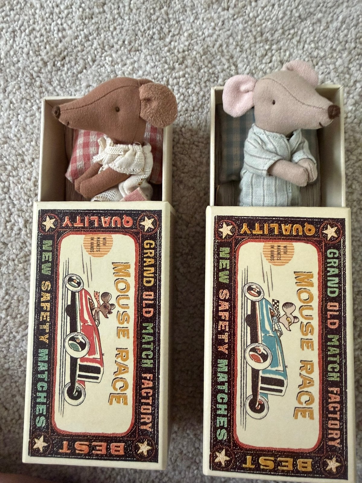 Maileg broer en zus in luciferdoos, Ophalen of Verzenden, Zo goed als nieuw, Poppenhuis