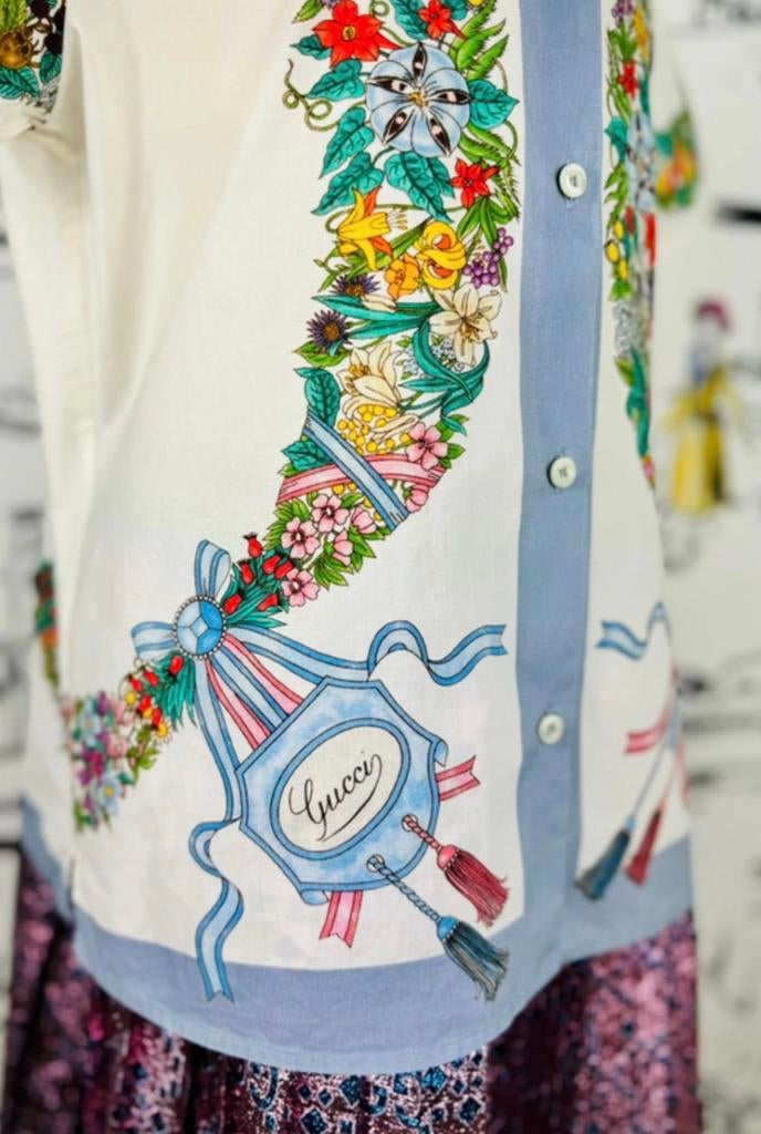 Gucci meisjes gebloemd bloesje maat 10, Overhemd of Blouse, Gucci EU, Customercare@gucci.com, Zo goed als nieuw