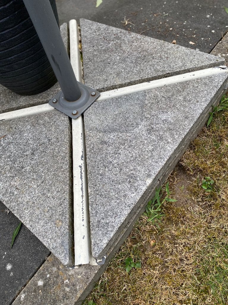 Parasolvoet tegels graniet, Ophalen, Zo goed als nieuw, Minder dan 1 meter, Parasolvoet
