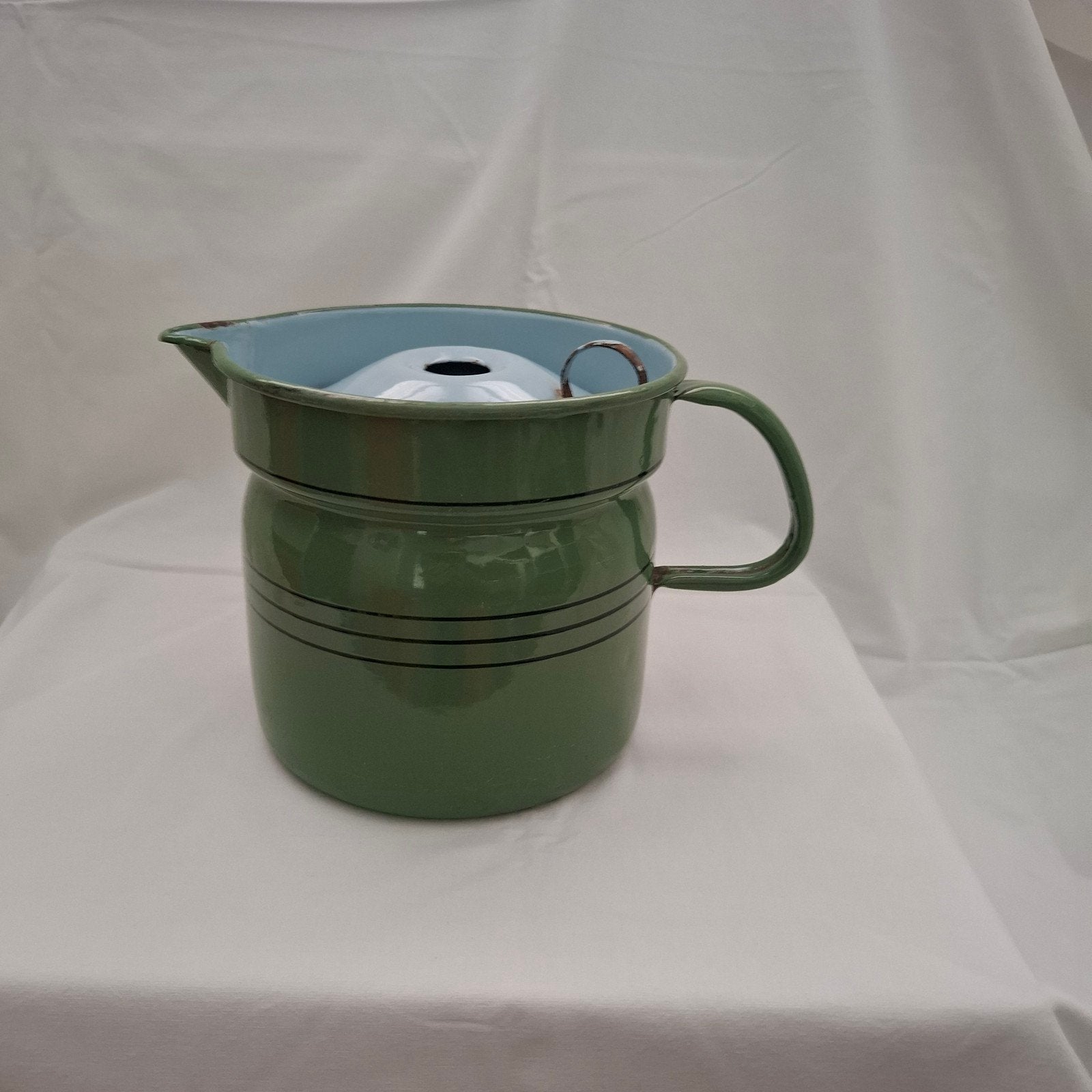 Vintage geëmailleerde kan/melkkan Groen, Antiek en Kunst, Antiek | Emaille, Verzenden