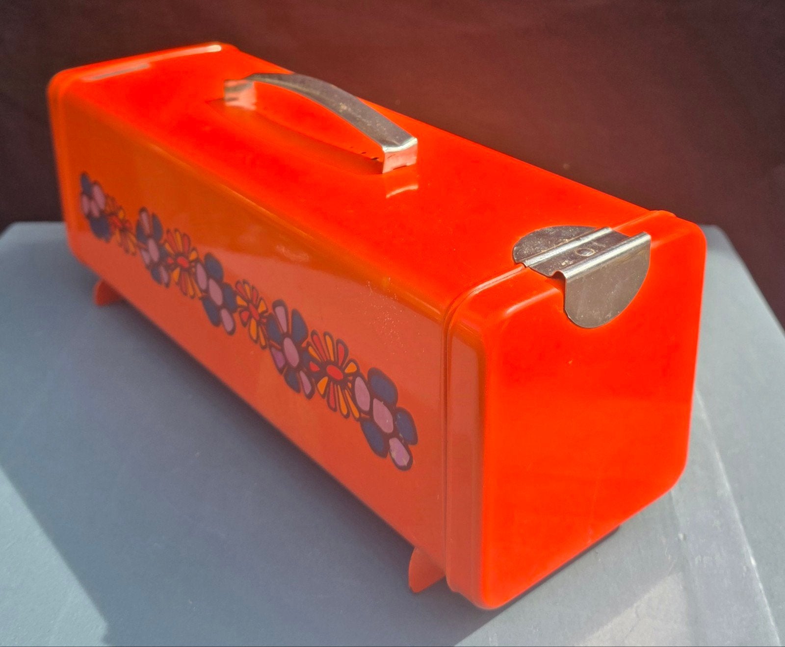 Vintage Oranje Brabantia Broodtrommel .Bloemenprint, Verzamelen, Ophalen of Verzenden, Huis en Inrichting
