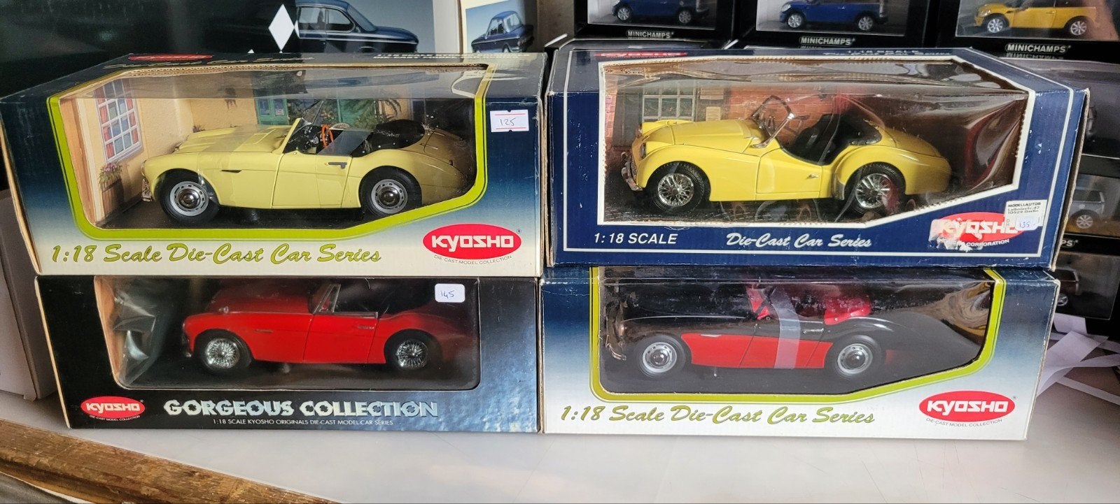 Kyosho Triumph TR3A en Austin Healey 100/6 en 3000 MK3, Ophalen of Verzenden, Zo goed als nieuw, Auto, Kyosho