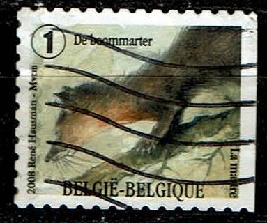 Boommarter, rechts ongetand 2008 (OBP 3837a ), Ophalen of Verzenden, Gestempeld
