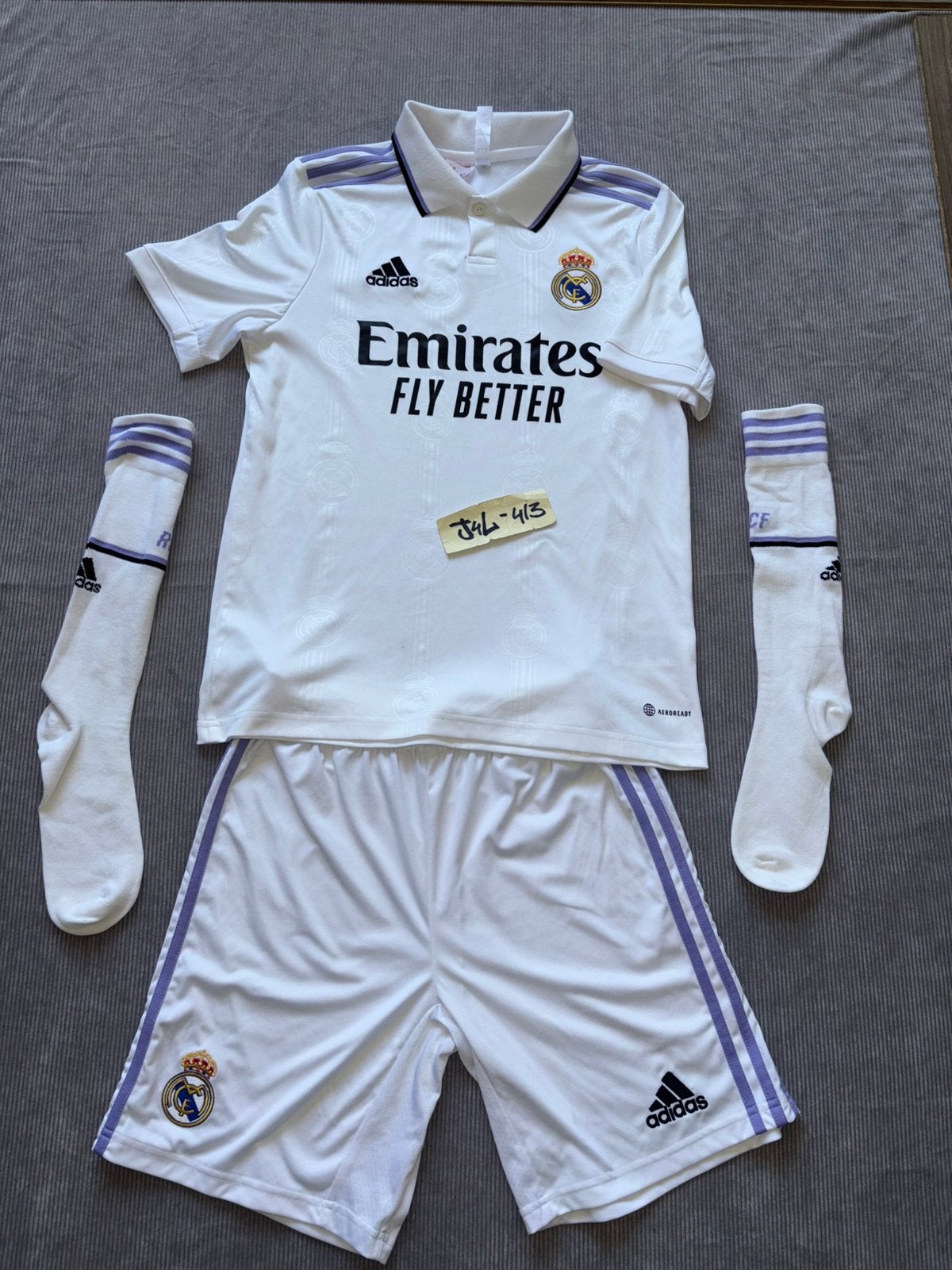 Adidas Real Madrid Thuisshirt Set - Maat 164 (13-14 jaar), Maat XS of kleiner, Verzenden, Zo goed als nieuw, Shirt
