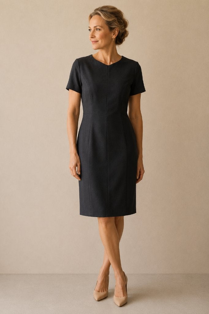 Natan jurk donkerblauw EU 40, elegante designer jurk, Maat 38/40 (M), Zo goed als nieuw, Knielengte, Natan