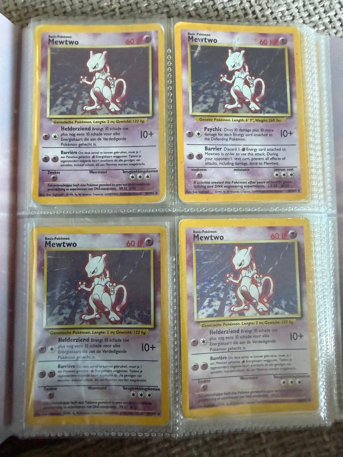 Vintage Pokémon Collectie - Mewtwo, Machamp, Zapdos, Ninetal, Ophalen of Verzenden, Gebruikt, Meerdere kaarten