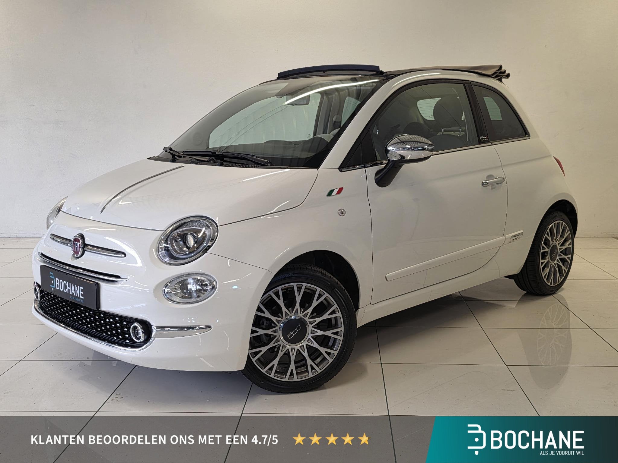 Fiat 500 C 1.0 Hybrid Dolcevita | Navigatie | Climate Contro, Voorwielaandrijving, Stof, 4 stoelen, Wit