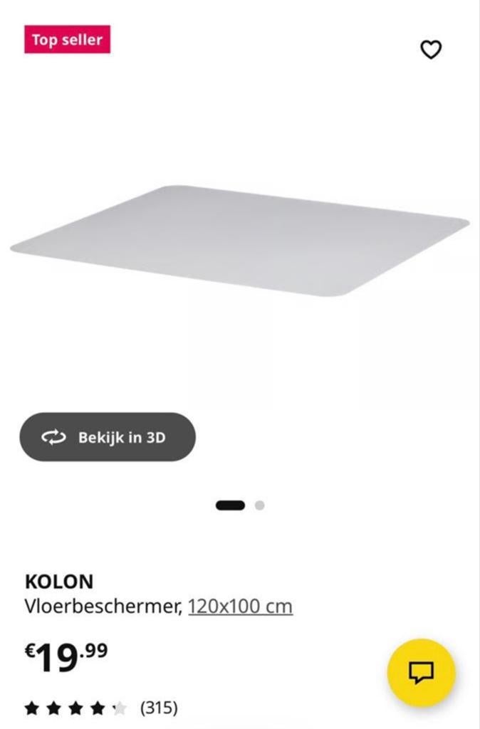 Gratis- KOLON Vloerbeschermer 120x100 cm, Ophalen, Gebruikt, 50 tot 100 cm, Rechthoekig
