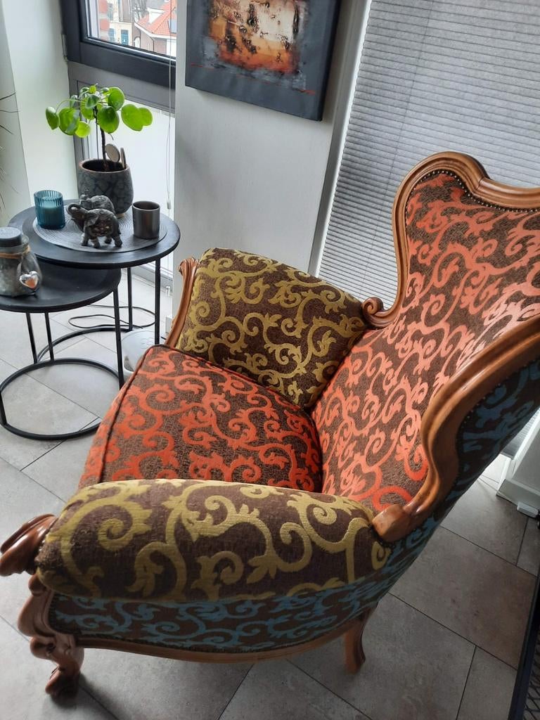 Barokke Fauteuil met Uniek Patroon, Antiek en Kunst, Ophalen of Verzenden