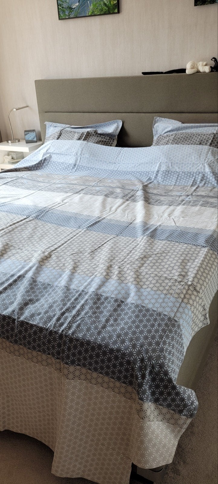 Vandyck Dekbedovertrek 2 persoons - 100% Katoen - Grijs/Blau, Huis en Inrichting, Slaapkamer | Beddengoed, Blauw, Dekbedovertrek