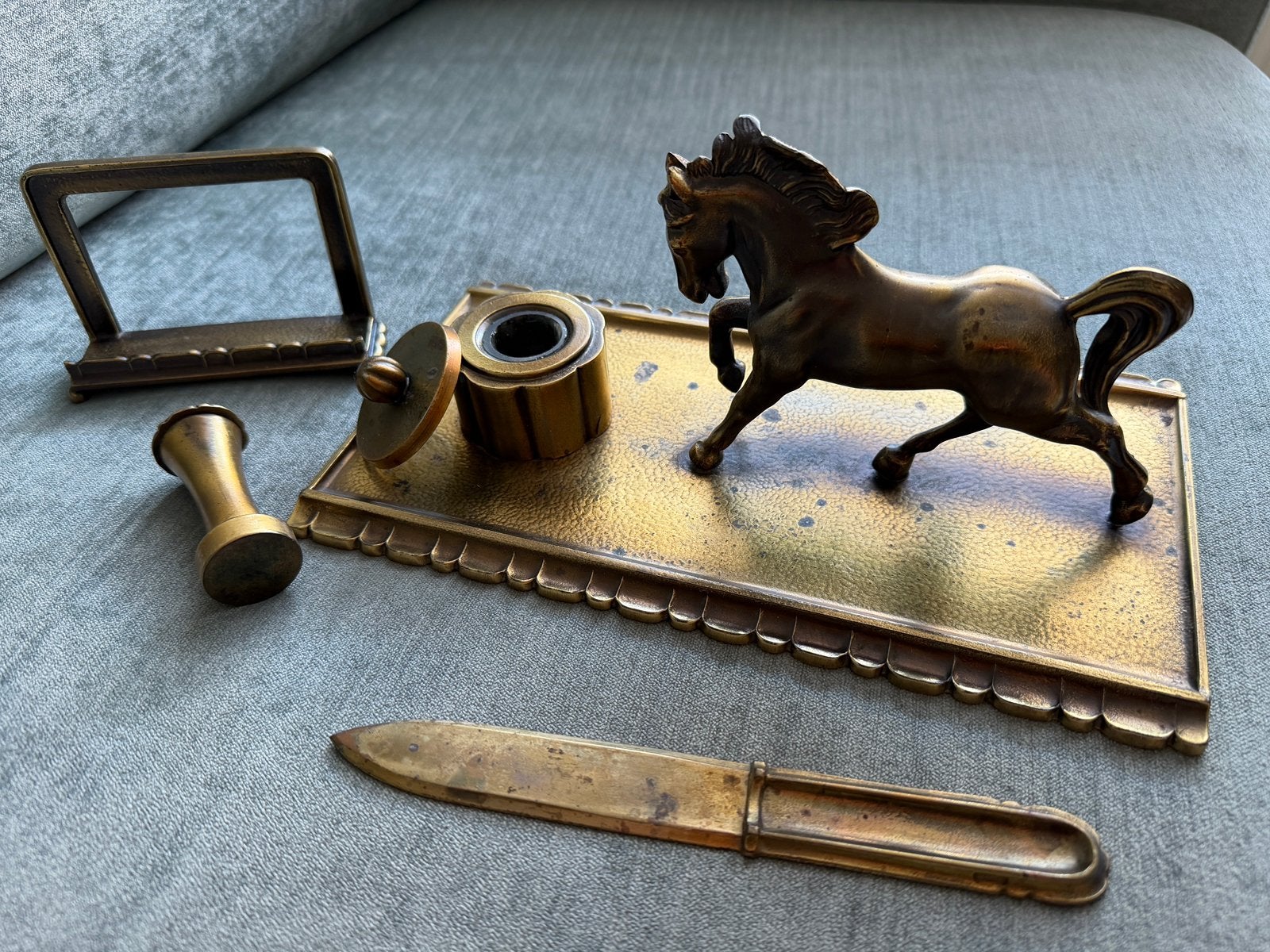 Stjärn Metall Sweden 4-delige vintage schrijfset met paard, Ophalen of Verzenden