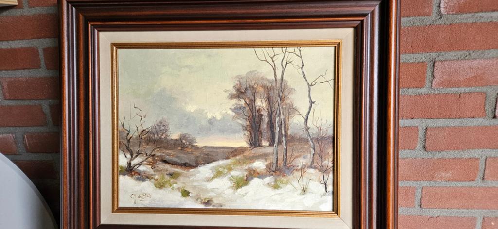 Schilderij G. de Bois - Winters Landschap, Ophalen