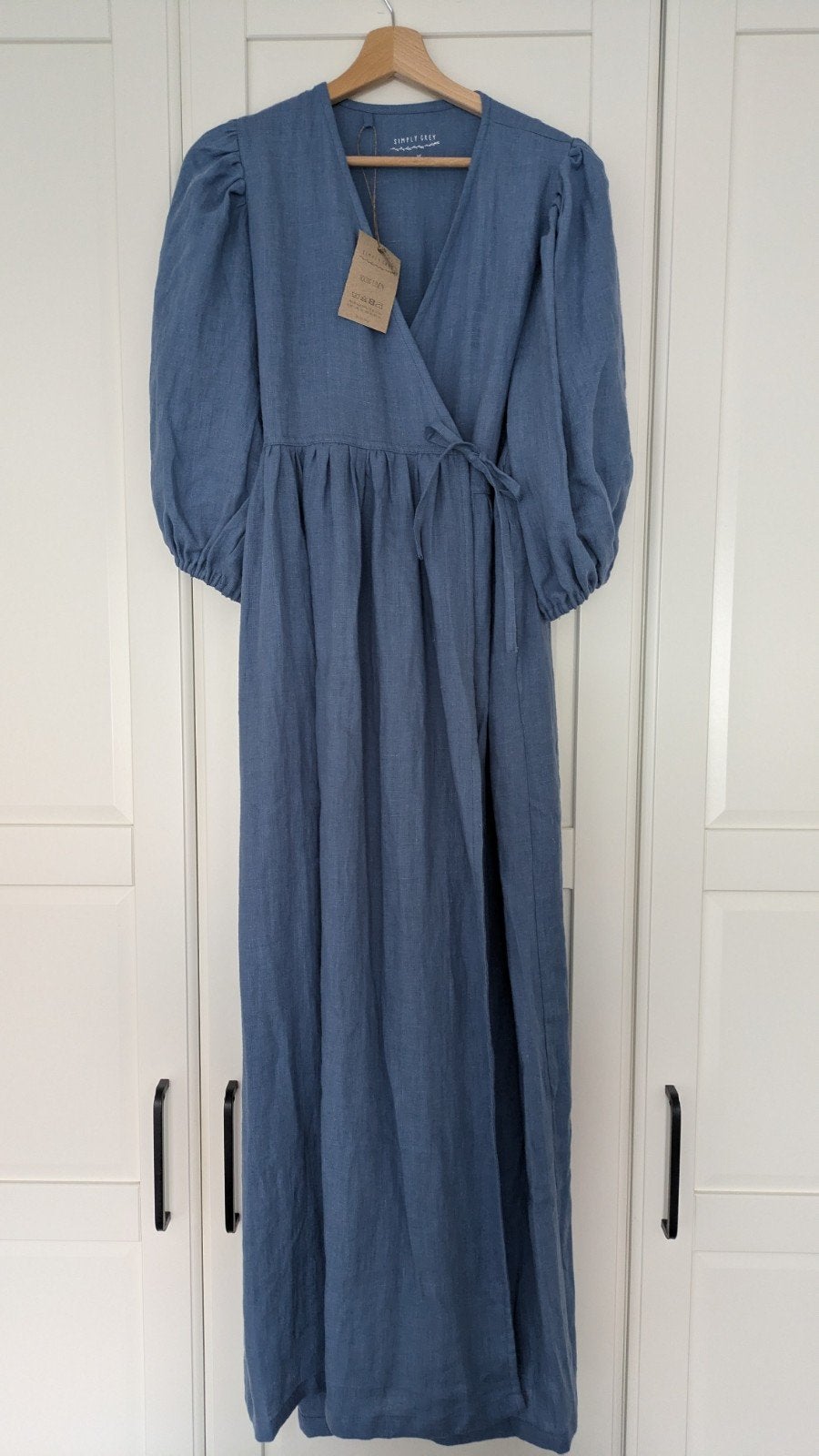 Simply Grey linnen wikkeljurk - Nieuw met kaartje, Blauw, Nieuw, Ophalen of Verzenden, Maat 34 (XS) of kleiner