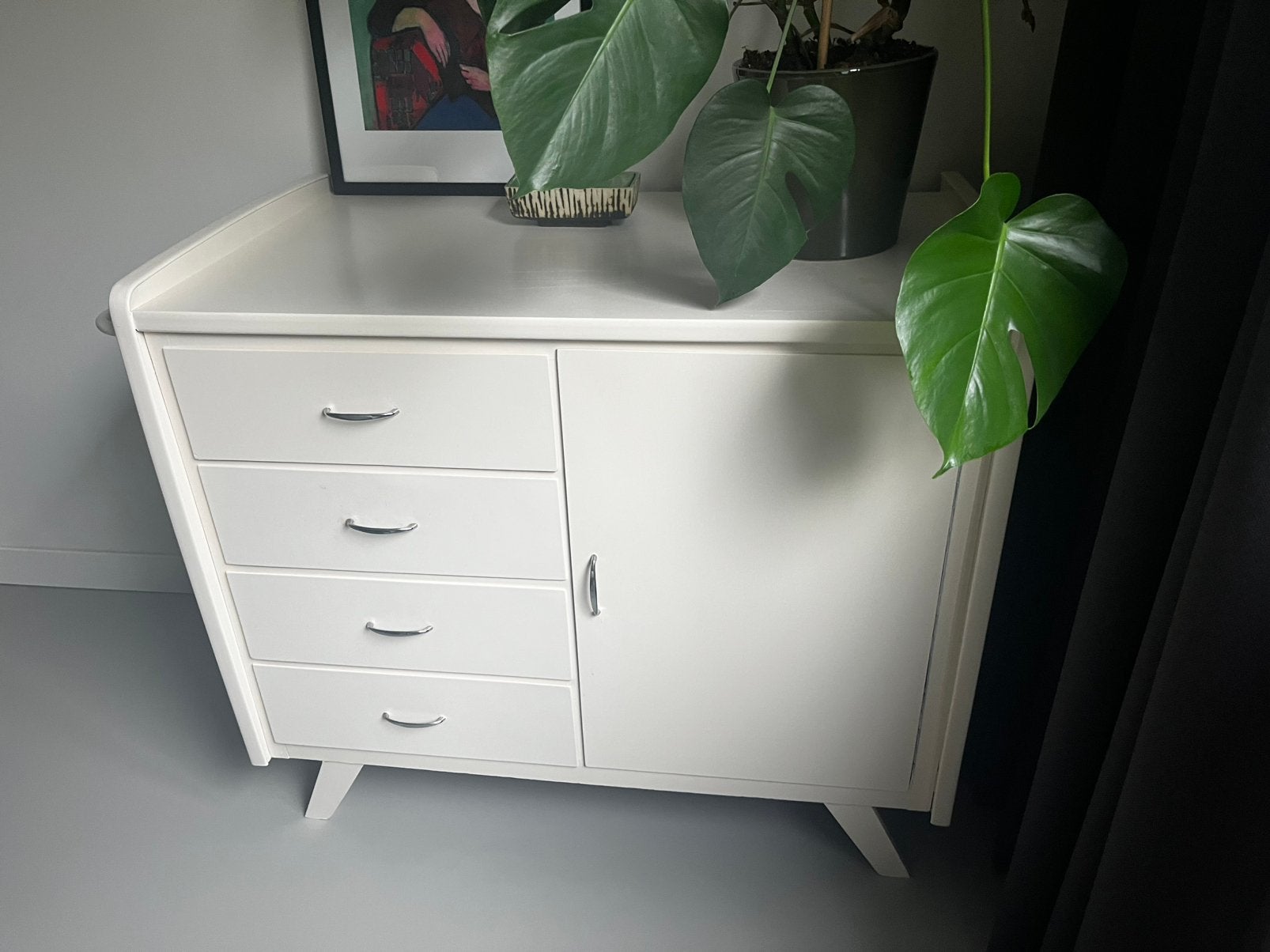 Commode vintage wit jaren 60, Ophalen, Gebruikt, 50 tot 70 cm, 75 tot 100 cm
