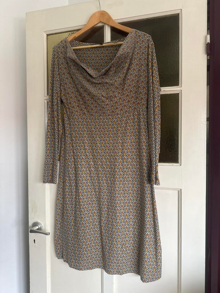 Bakery Ladies jurk met patroon en colkraag, Beige, Maat 42/44 (L), Ophalen of Verzenden, Zo goed als nieuw