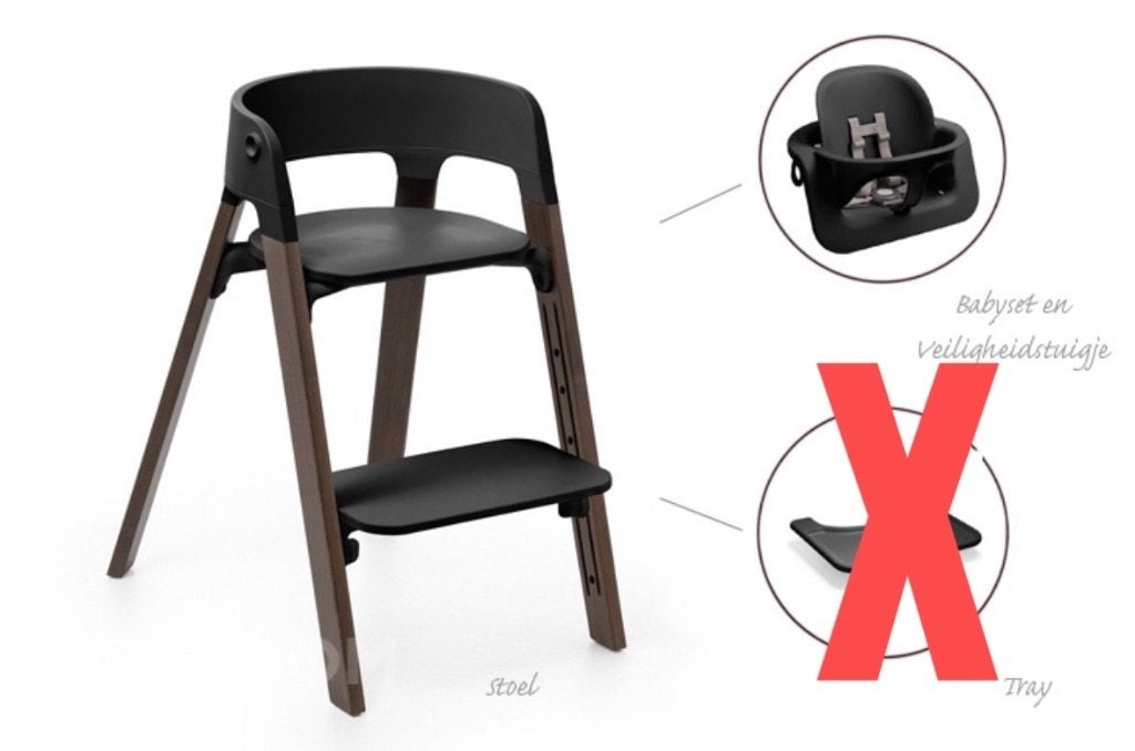 Stokke steps stoel met babyset - zwart, Kinderen en Baby's, Ophalen, Nieuw, Meegroeistoel