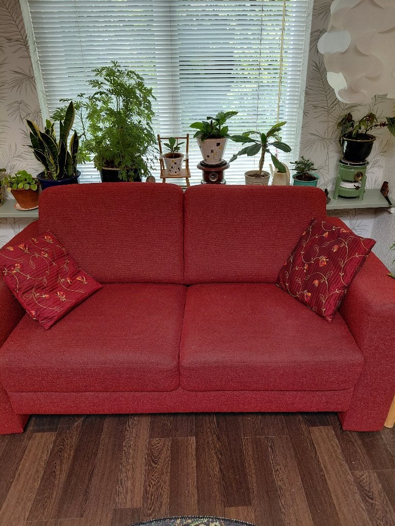 2 zits bankje (rode stof), Ophalen, Gebruikt, 150 tot 200 cm, Tweepersoons
