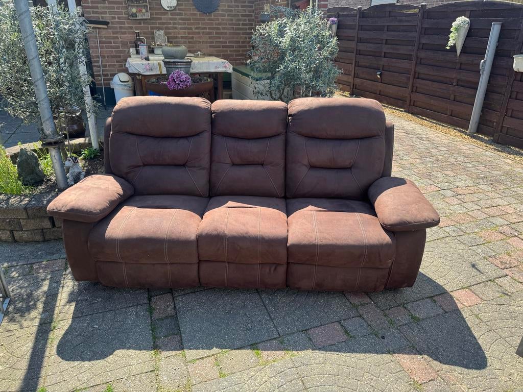 Comfortabele 3-zitsbank met relaxfunctie, Huis en Inrichting, Ophalen, Gebruikt, 75 tot 100 cm, Stof