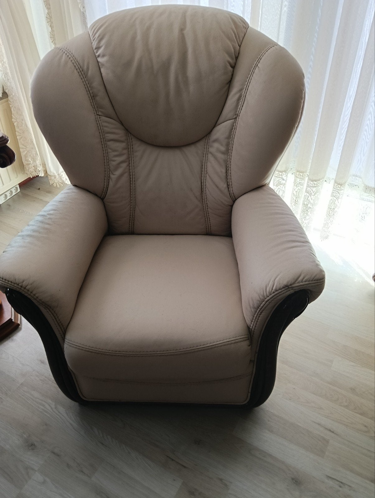 bank stel leer, Huis en Inrichting, Fauteuils, Ophalen, Gebruikt, 75 tot 100 cm, Leer