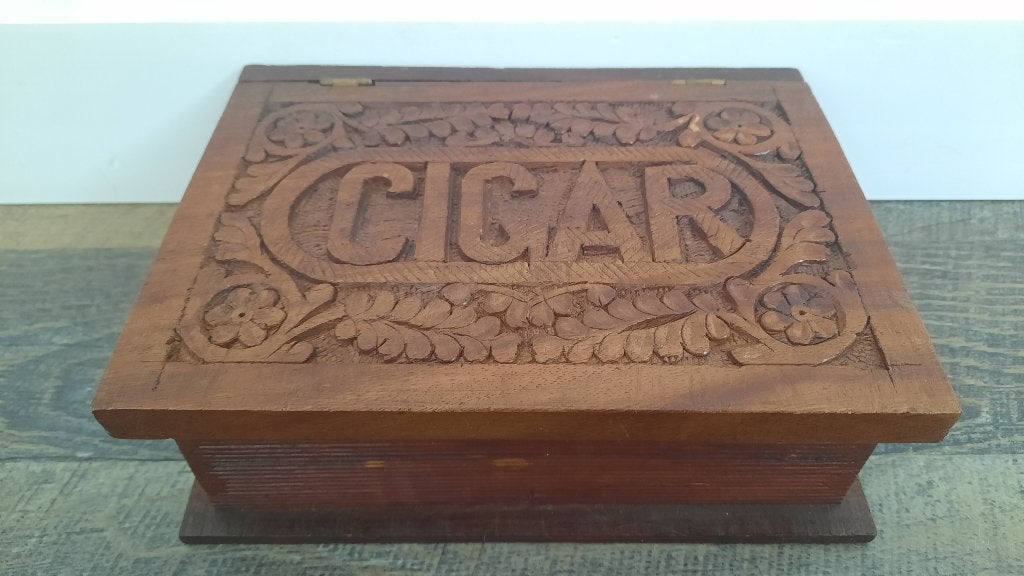 Vintage Art Deco Houten Sigaar Doos, Overige onderwerpen, Houtsnijwerk, Ophalen of Verzenden, 20 - 50 cm