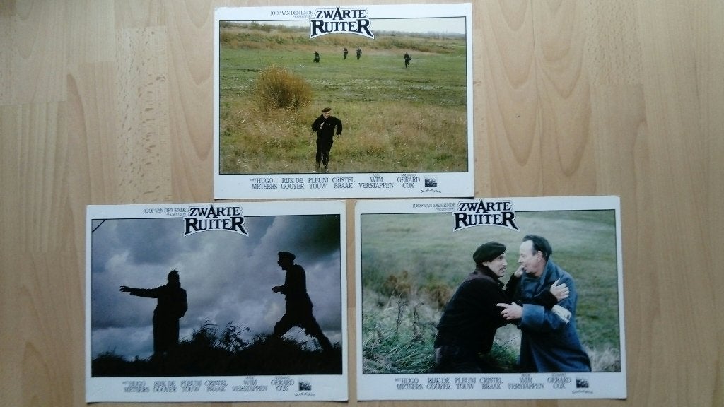 Nederlandse Lobby Cards Zwarte Ruiter (1983) (Drie stuks), Ophalen of Verzenden, Gebruikt, Film, Foto of Kaart