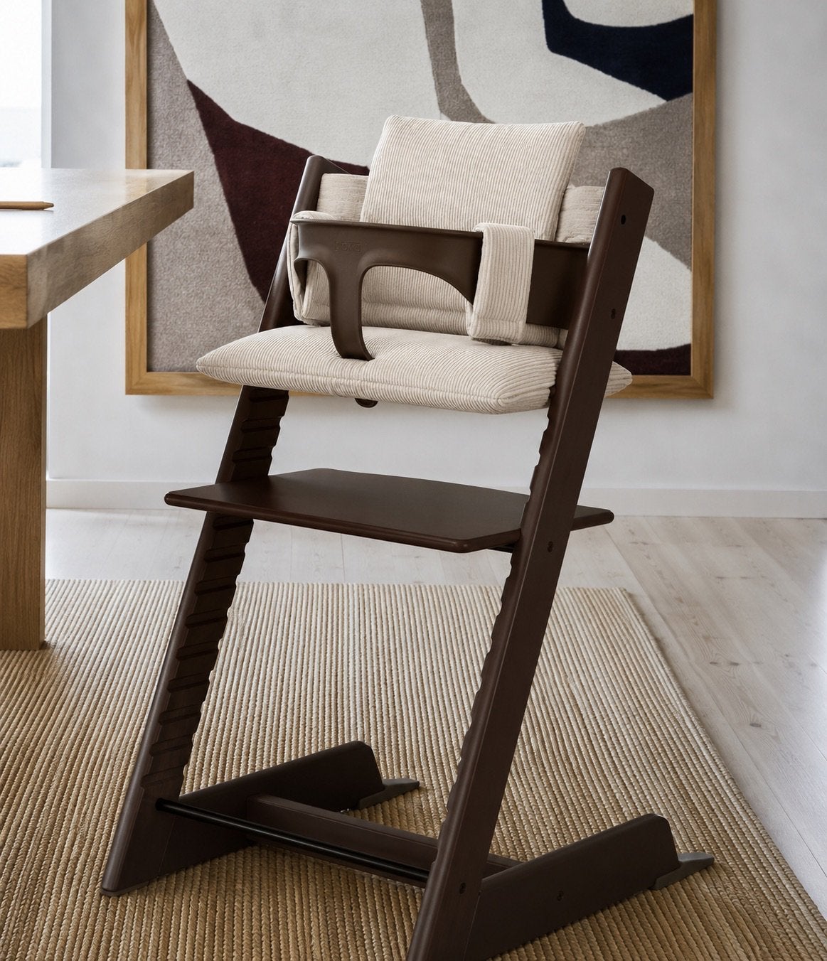 Nieuw! Beige Ribstof Stokke Tripp Trapp stoel kussenset, Ophalen of Verzenden, Nieuw, Meegroeistoel, Aanschuifbaar