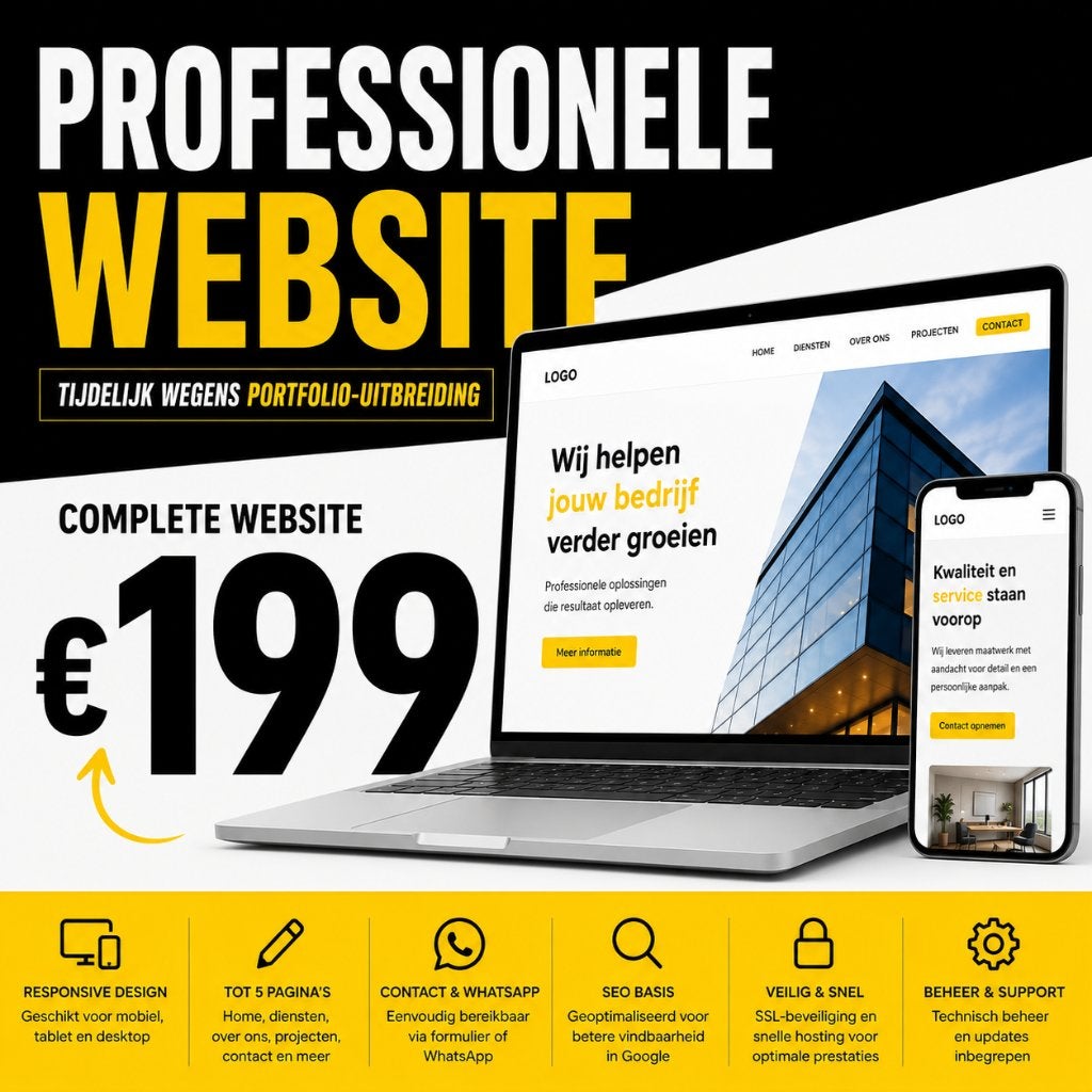 Professionele website voor €199 | Portfolio-uitbreiding, Webdesign