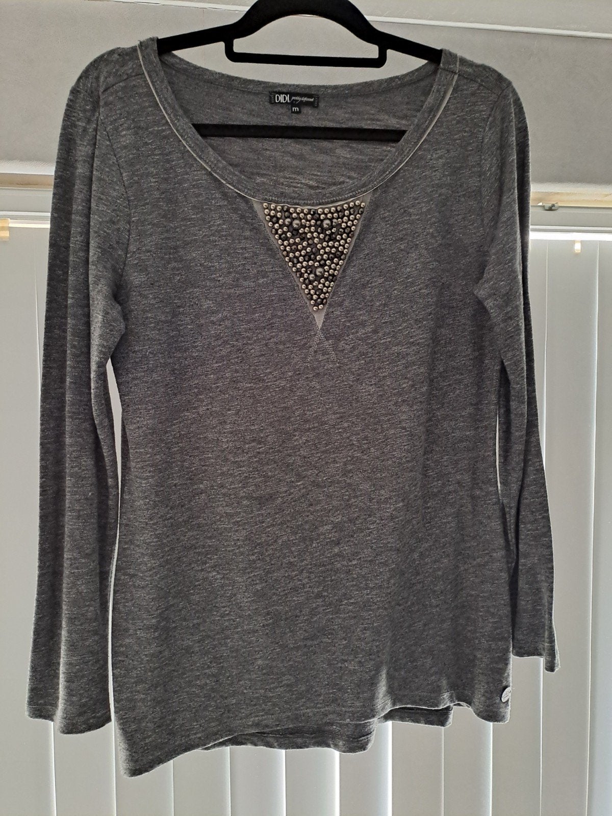 DIDI Pretty Different Grijs Shirt met Kralen Maat M, Maat 38/40 (M), Ophalen of Verzenden, DIDI Pretty Different, Lange mouw