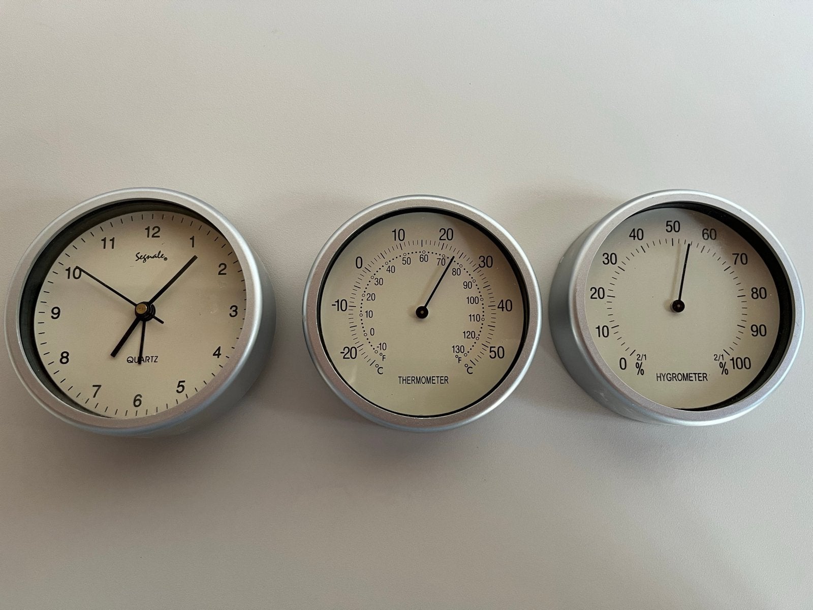 Wandklok met thermometer en hygrometer - Segnale Quartz, Ophalen, Analoog, Zilver, Overige merken