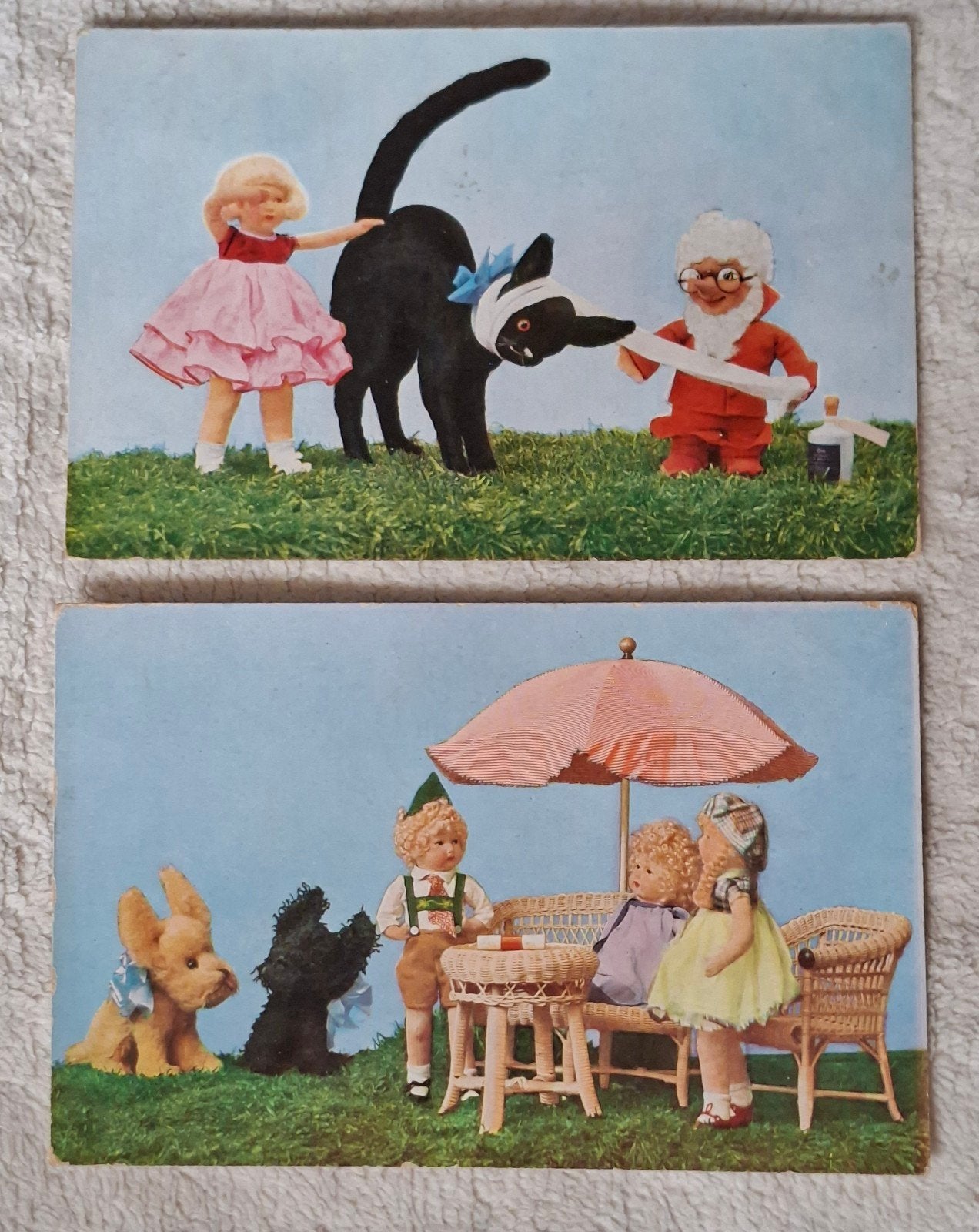 2 gelopen kaarten 1932/33 poppen, Ophalen of Verzenden, 1920 tot 1940
